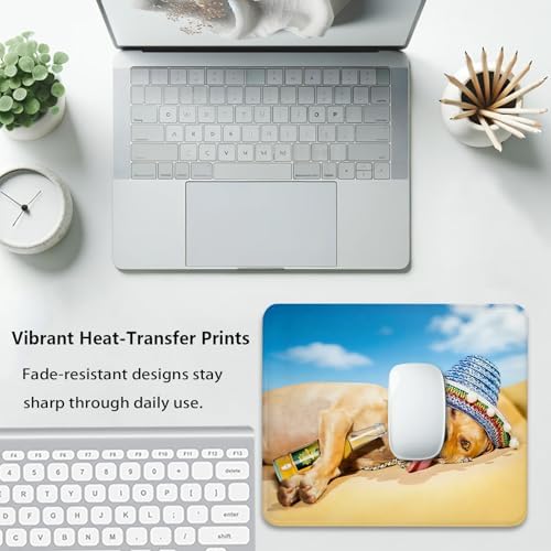Funny Drunk Chihuahua Dog Mouse Pad, Cute Yellow Lab Puppy Summer Desk Mat