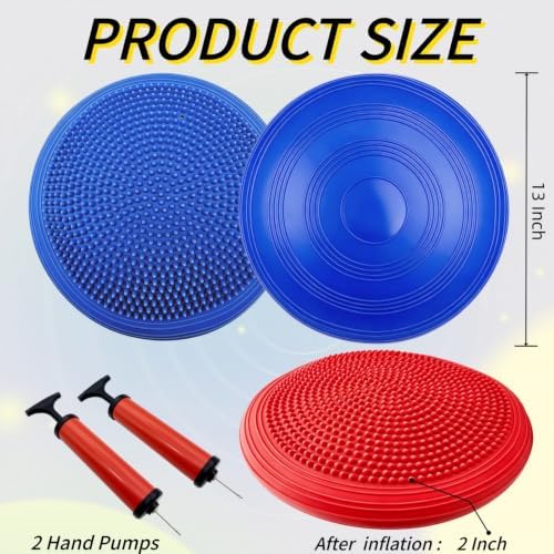 12 Pcs Wobble Cushion 13 Inch Inflated Wiggle Seat, 2 Hand Pumps