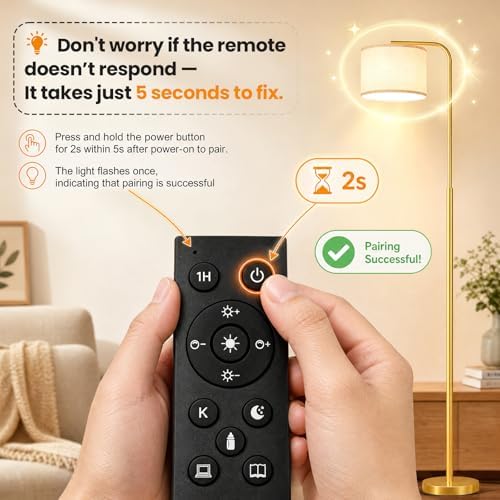 Arc Floor Lamp with Remote and Dimmable Gold Floor lamps for Living Room