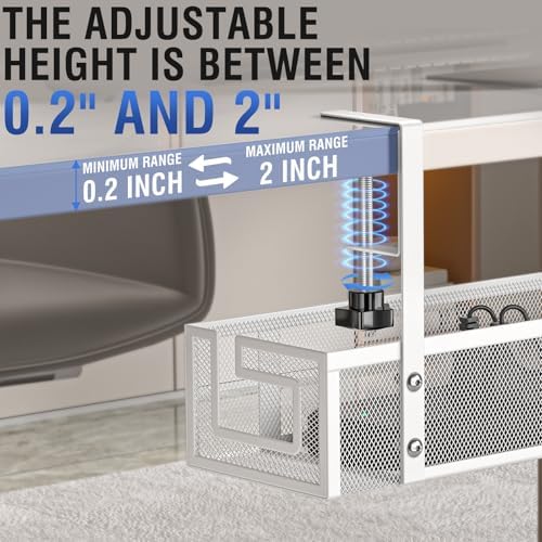 Under Desk Cable Management Tray, 15.75" No Drill Cable Management White,