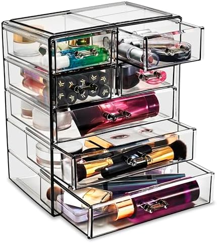 Sorbus 7-Drawer Makeup Organizer with Small & Wide Drawers (Black Jewel)