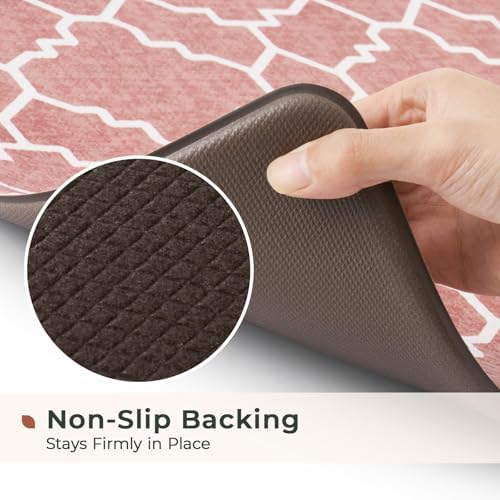 FRESHMINT Kitchen Mat Set of 2, Anti-Fatigue Cushioned Kitchen Mats for Floor, Waterproof Non Slip Comfort Standing Mat, Boho Kitchen Rug for Kitchen Decor, Sink, Office, 17"x30"+17"x47", Terracotta