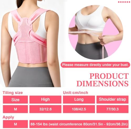 Posture Corrector for Women, Improving Hunchback Posture(Pink, Medium）