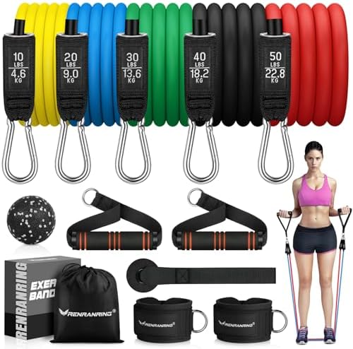Resistance Bands with Handles, 5 Level Exercise Bands, 150LBS Workout Bands