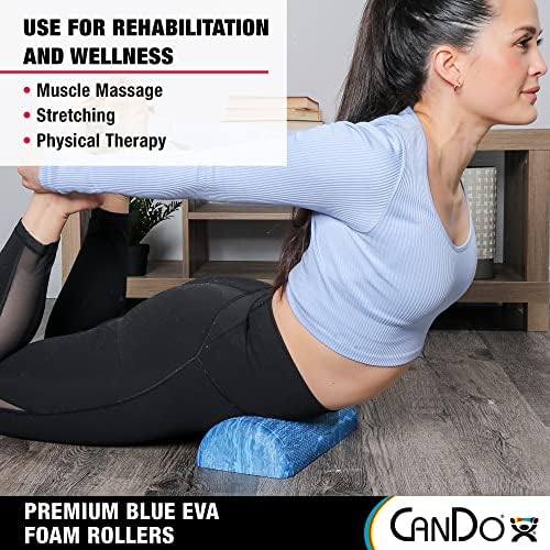 CanDo Blue Marble High Density EVA Foam Roller For Muscle Restoration, Massage Therapy, Sport Recovery, And Physical Therapy. 6" x 36", Half-Round (30-2210)