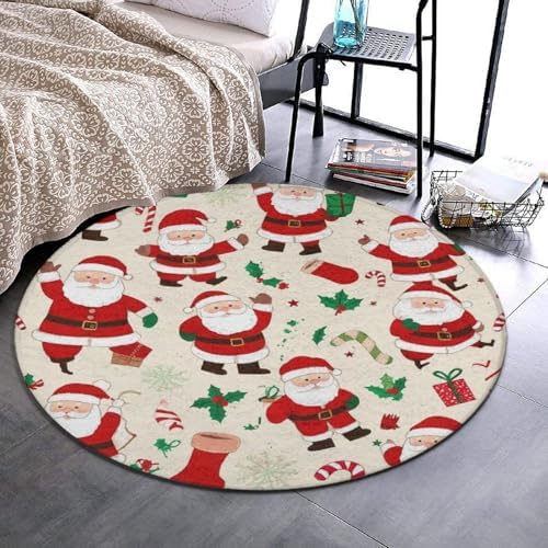 Highly Premium Quality Floor Mat, Office Chair Decor Mat, Room Sofa Yoga Soft Round Carpet Cute Cartoon Santa Claus Christmas