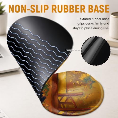 Ergonomic Mouse Pad with Wrist Rest, Gel Wrist Support, Sunflower