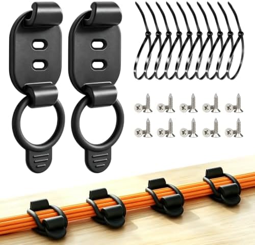 Adjustable Cable Management Clips, Self Adhesive Cord Organizer with Elastic Loop, Reusable Cable Holder for Desk, Under Desk, Wall, TV, Office, Home, Charging Cables, USB, HDMI, PC Wires (10, Black)