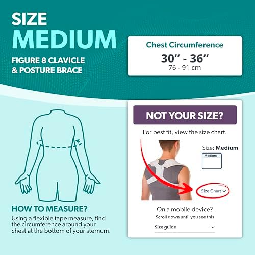 BraceAbility Clavicle Support Brace - Figure 8 Upper Back Brace Posture Corrector for Women and Men, Shoulder Straightener, Kyphosis Relief, Sling for Injuries and Fractures (Medium)