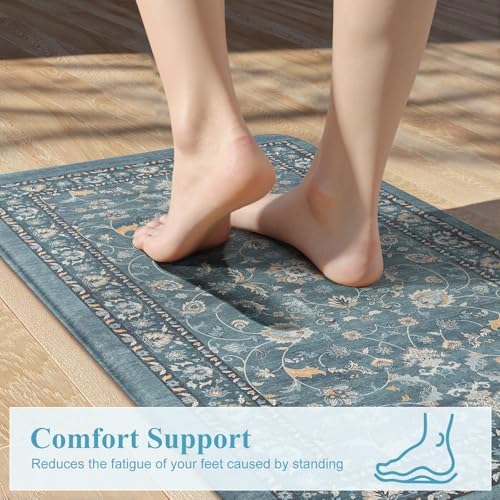 KIMODE Kitchen Floor Mat Anti Fatigue, Cushioned Kitchen Rug 2 Piece