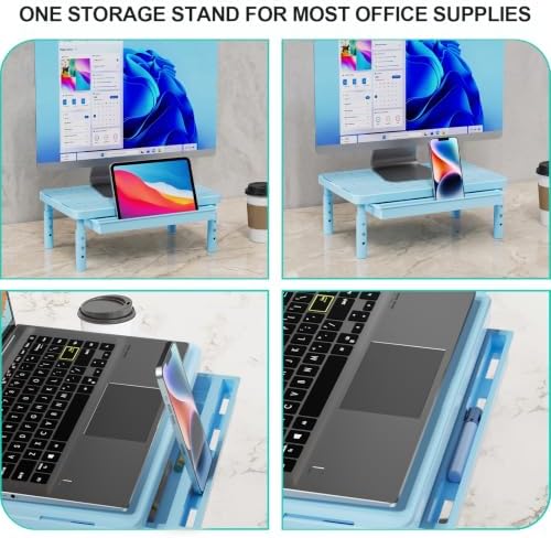 WALI 3 Height Adjustable Computer Monitor Stand with Storage, up to 44 lbs