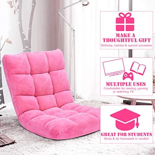 GIANTEX Floor Chairs for Adults, Floor Gaming Chair w/Back Support (Pink)