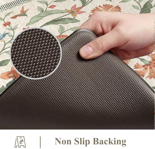 Collive Kitchen Rugs Sets of 2 Non Slip, Beige Anti Fatigue Kitchen Mats