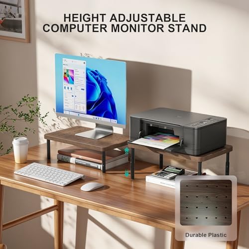 WALI Computer Monitor Stand for Desk, Adjustable Laptop Riser, up to 44 lbs