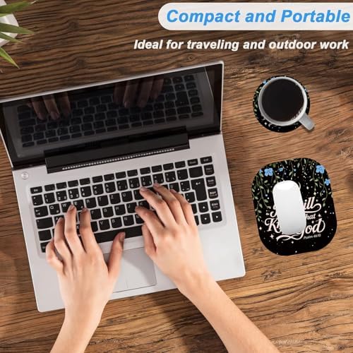 Small Mouse Pad，Mini Mouse Pad 6 x 7 Inch，for Laptop Keyboard Tray Wireless Mouse Home Office Travel，with Non-Slip Rubber Base, Waterproof Mouse Mat，Psalm 46:10 Floral