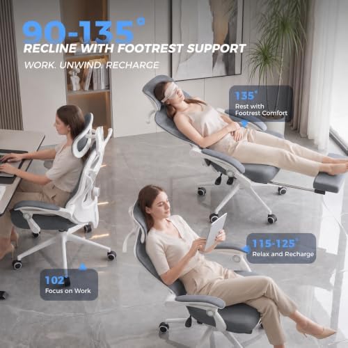 CYKOV Ergonomic Office Chair, Reclining, Footrest, Adjustable Lumbar, 350LB