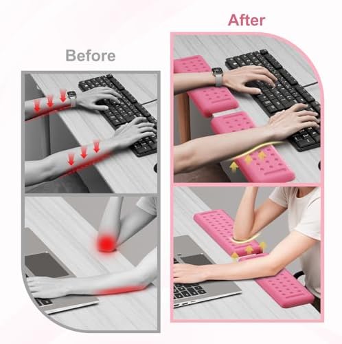 Leolee L-Shaped Desk Elbow Pads for Desk, Pink Memory Foam Arm Rest