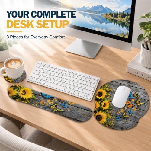 Butterfly Ergonomic Wrist Rest Mouse Pad Set with Keyboard Cushion