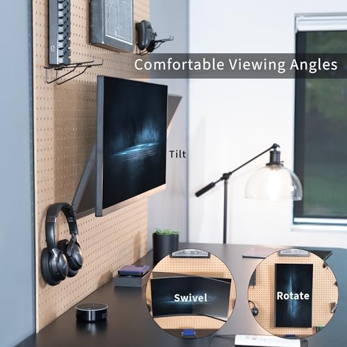 VIVO Black Single Monitor Pegboard Mount, Up to 32 in Screens, Mount-PB1