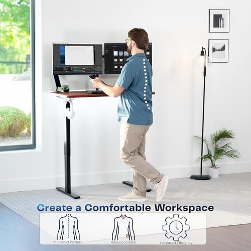 VIVO Dark Walnut 43 x 24 in Standing Desk, DESK-1B4D