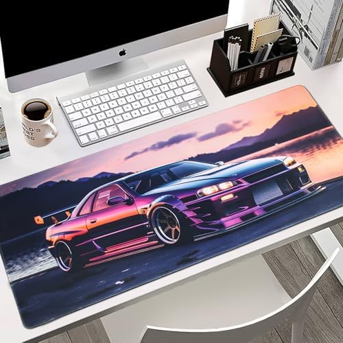 JDM Car R34 Large Mouse Pad Japanese Car Purple Sea Cool Desk Mat Computer Accessories Gaming Office Organizers Supplies Decor Essentials Keyboard Pads for Desk Rubber 30x60cm