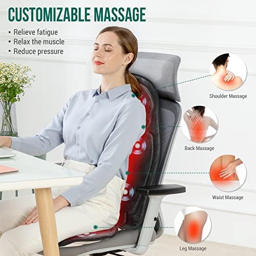 Snailax Vibration Massage Seat Cushion with Heat, Back Massager, Massage Chair Pad with 6 Vibrating Motors and 2 Heat Levels, Chair Massager for Home Office Use(Black)