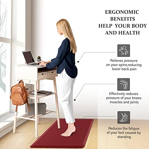 HappyTrends Kitchen Mat [2PCS] Cushioned Comfort Anti-Fatigue Floor Mat, Waterproof Non-Slip Kitchen Rugs, Thick Perfect Ergonomic Foam Standing mat for Kitchen, Home, Office, Laundry,Red