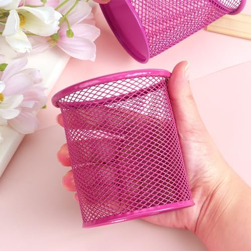 Tamaki Pen Holder Cup for Desk, Wire Mesh Pencil Cup Holder, Pink