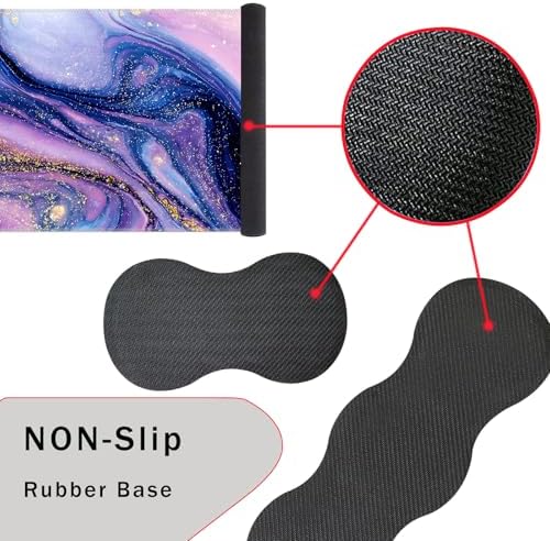 Keyboard Wrist Rest and Mouse Pad with Wrist Support Set Ergonomic Coaster,Memory Foam,Easy Typing Pain Relief,Large XL Desk Mat 31.5"x 11.8",Purple Marble