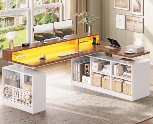 SEDETA 63" L Shaped Electric Standing Desk with Storage, Monitor Stand