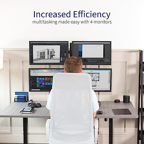 VIVO Quad 13 to 30 inch Monitor Free-Standing Mount, Fully Adjustable Desk Stand, Holds 4 Flat or Curved Display Screens, STAND-V004F
