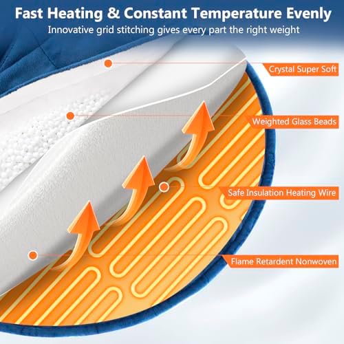 Heating Pad for Neck and Shoulders and Back, 2.2lb Weighted Heating Pads for Back Pain Relief, Large Electric Heat Pad, 6 Heat Settings, 5 Auto-Off, Birthday Gifts for Women Mom Men Dad Blue