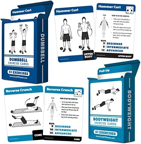 2 Pack - Bodyweight & Dumbbell Fitness Workout Cards - Over 100 Exercises