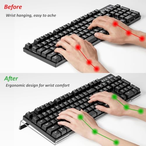 Egchi Computer Keyboard Stand PC Keyboard Stand, Acrylic Tilted Keyboard Stand for Ergonomic Typing Clear Keyboard Tray for Easy Typing and Working, Keyboard Holder with Silicone Non-Slip Case