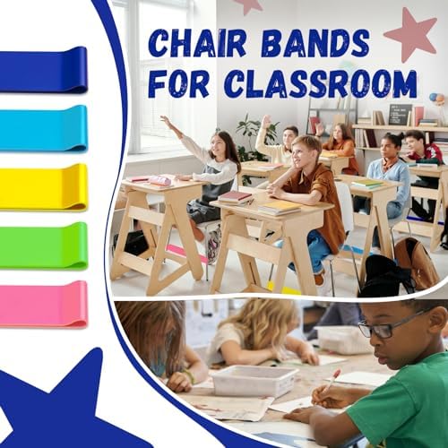 5 Pack Chair Bands for Kids with Fidgety Feet, ADHD Tools for Kids, Improve Focus & Reduce Restlessness, Chair Bands for Sensory ADHD ADD Autism - Classroom & Home Must Haves (Multicolor)