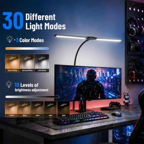 Desk Lamps for Home Office, Computer Light Bar, Double Head, Black
