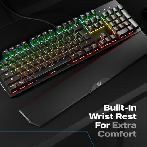 KB-R86 Umbra Mechanical Gaming Keyboard – High-Performance Switches, 26-Key Anti-Ghosting, 12 Multia Keys, Wrist Rest, Durable ABS – Compatible with PC, Laptop, Mac (Blue Switch)