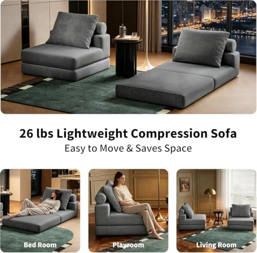 Folding Sofa Bed, Convertible Sleeper Chair with Memory Foam
