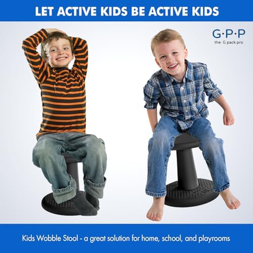 Gpack-pro Kids Wobble Stools, 2-Pack, 15.3-Inch Active Seating, Black