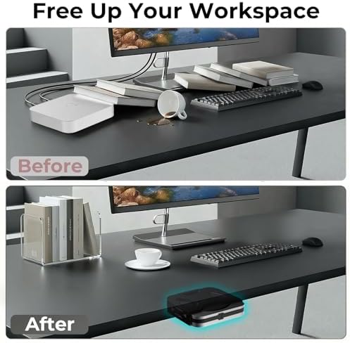 Mount Only for Mac Mini Mount M1 M2 M2 Pro 2011–2023, Wall and Under Desk Mount, Attach to Monitor Arm and VESA Mount Behind Monitor 75×75 100×100, wr Cable Ties, Metal Bracket, Space-Saving Design