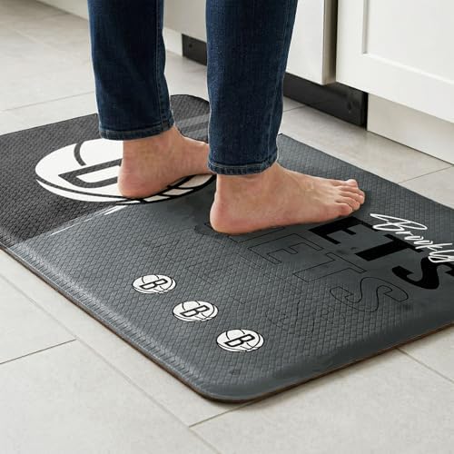 Northwest NBA Brooklyn Nets Embossed Anti-Fatigue Mat, Cushioned Kitchen Floor Rug, Non-Slip PVC Standing Comfort, 18 x 30 in