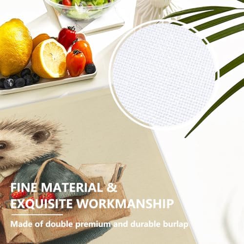 Hedgehog Delivery Berry Placemats, Carries Bags Place Mats for Dining/Kitchen Table Waterproof Washable Linen Heat Insulation Dinner Table Mats 12X18 in 6 Pcs