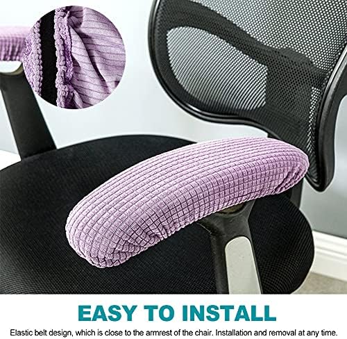 Kakalote Stretchable Office Chair Armrest Covers, 1Pairs Removable Arm Rest Slipcovers Elastic Arm Covers Protectors for Office, Desk, Gaming Chairs(Light Purple-No Padding)