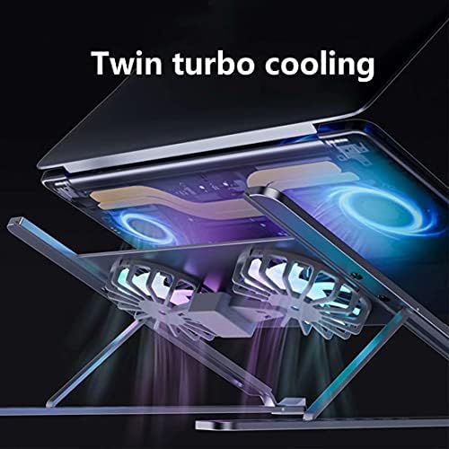 Vented Computer Stand for Laptop, Laptop Stand for Desk Adjustable Height with Fan 8-Angle Adjustable Laptop Stand for Desk Premium Aluminium Alloy Material Suitable for All Laptop