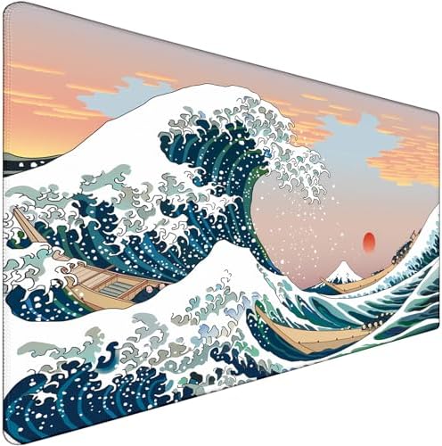Japanese Large Mouse Pad DeskMat Office Desk Pad, Sunset Sea
