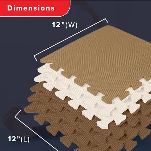 We Sell Mats Interlocking Foam Floor Tiles - 3/8" Thick Brown/Tan 18-Pack