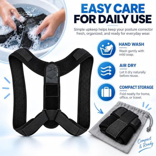 WellaBack Posture Corrector, Adjustable Upper Back Brace for Women and Men