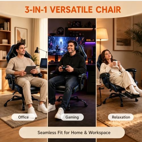 Ergonomic Gaming Chair with Footrest Lumbar Support, Home Office Game Desk