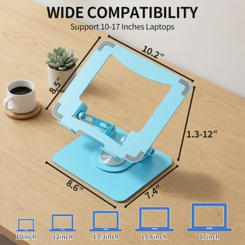 SOUNDANCE 360 Rotating Laptop Stand, Adjustable Riser,10-17", Blue