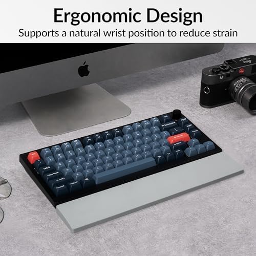 Keychron Gray Silicone Wrist & Palm Rest, 12.89" for 75% Compact Keyboard Series V1/V2/Q1/Q2 & Lemokey P1 (Pro/Max/HE) – Anti-Slip Base – Smooth & Soft Support
